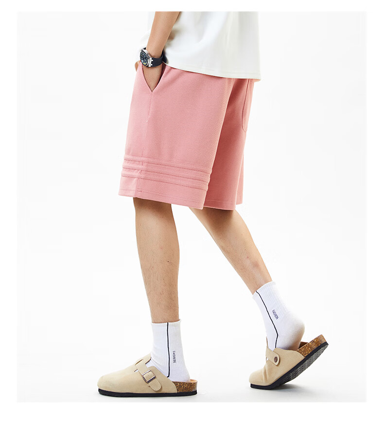 Fingercroxx IT Trendy Casual Sports Shorts Men Summer Lightweight Loose Fit Five-Point Pants Pink S 26