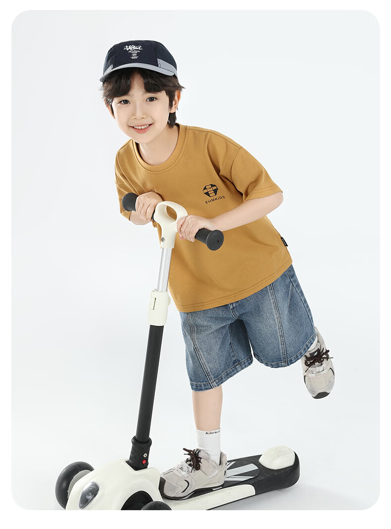 Little Elephant Ham Boys' Short Sleeve T-Shirt Summer 2026 New Cotton Pink 160 cm 27