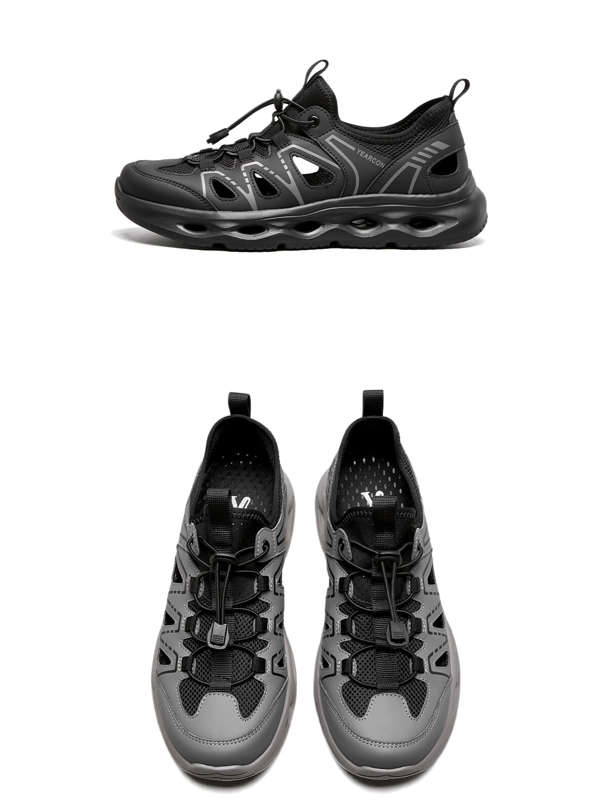 Eierkang Men's Lightweight Breathable Closed-Toe Creek Shoes Outdoor Hiking Water Sandals Black 42 61796W 18
