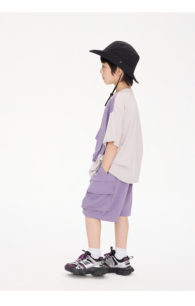 Paitown Kids 2026 New Boys' Summer Colorblock Short Sleeve and Shorts Casual Set Stylish 18