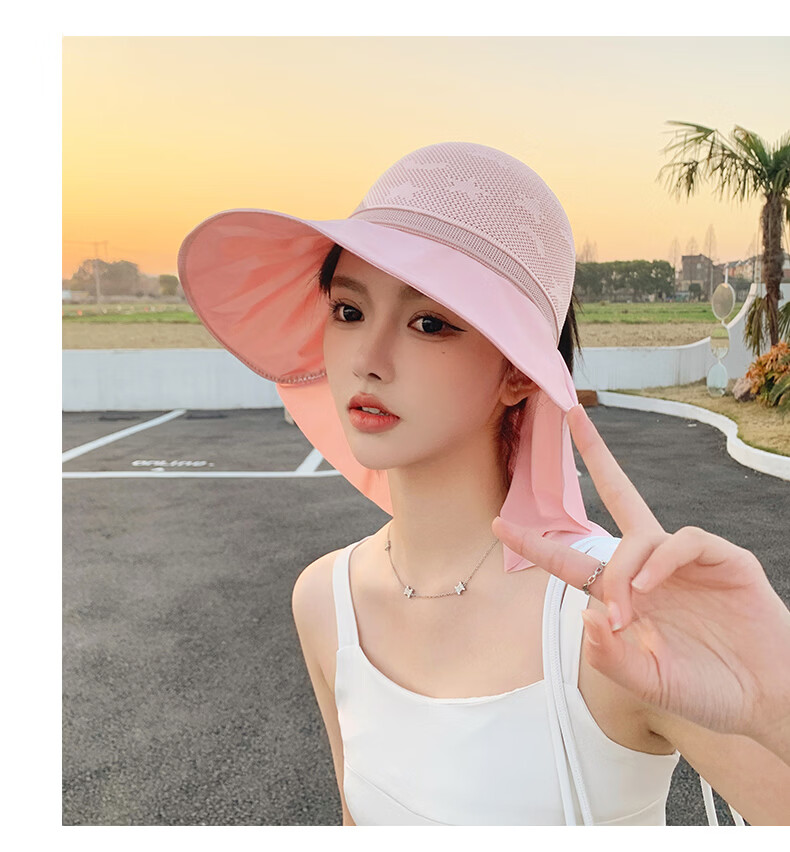 TUCANO Women's Summer Open-Top Sun Hat with Wide Brim Outdoor Cycling Face-Covering UV Protection Shawl Sunshade Hat 13