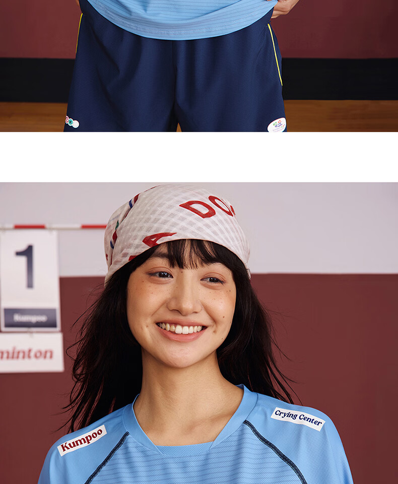KUMPOO (KUMPOU) Badminton Short-Sleeve Quick-Dry Top, T-Shirt, Crying Center Co-Branded Competition Uniform, ACT261610-White, Size M 7