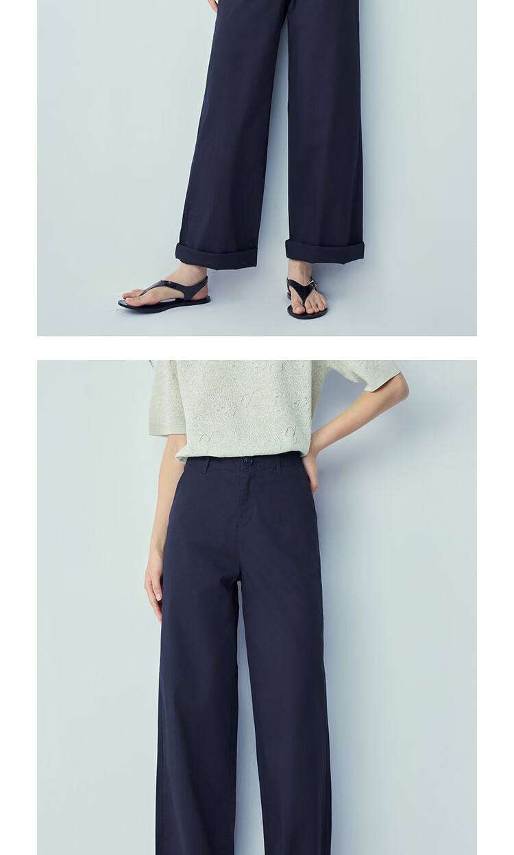 Giordano Women's Pants 2026 New Elastic Cotton Solid Color High Waist Straight Casual Trousers 05416303 12