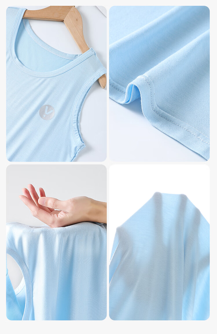 Hodo Kids Summer Thin Ice Silk Sleeveless Pajama Set for Boys and Girls, Vest Style Homewear 13