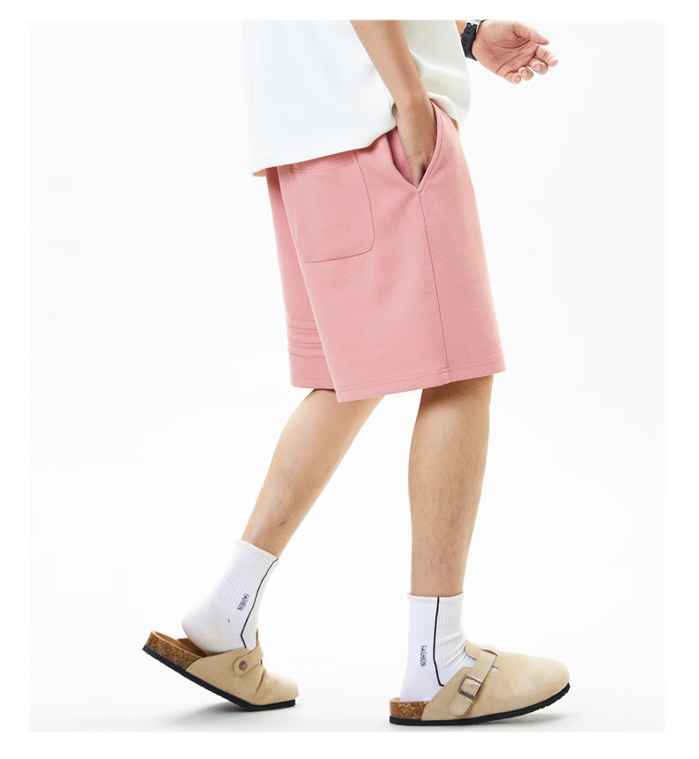 Fingercroxx IT Trendy Casual Sports Shorts Men Summer Lightweight Loose Fit Five-Point Pants Pink S 25