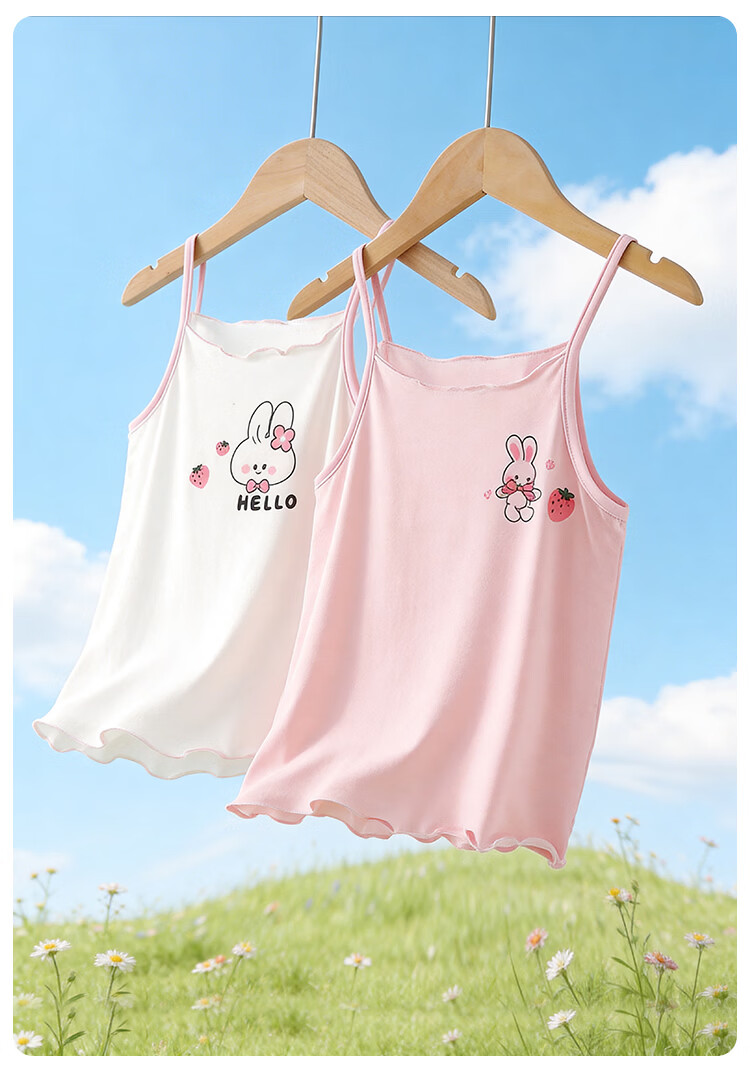 Hodo Kids Girls Summer Thin Ice Silk Camisole Vest Baby Belly Protection Homewear Top Base Shirt 5