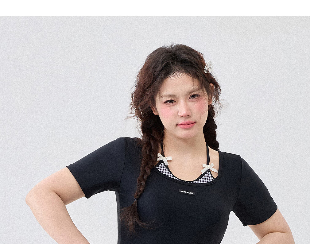 Agliondy Plus Size Women's One-Piece Swimsuit Waist-Slimming Figure-Flattering Classic Black and White Check L 14
