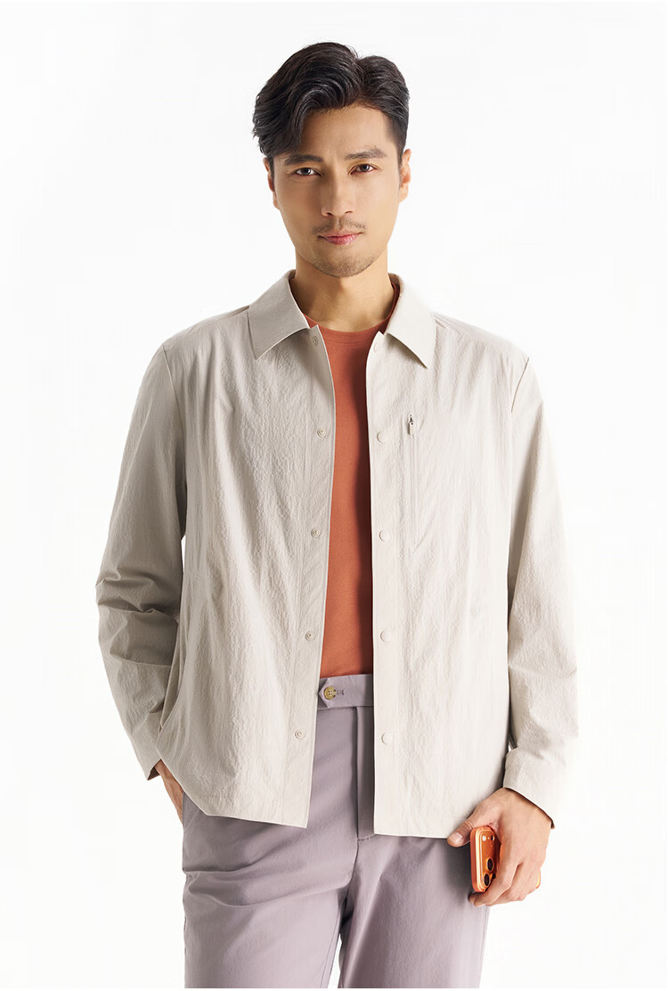 Shirt Lao Luo [Yundun] Tear-Resistant Functional Plaid Breathable Moisture-Permeable Polo Collar Hidden Button Shirt Jacket 261L7J537N 12
