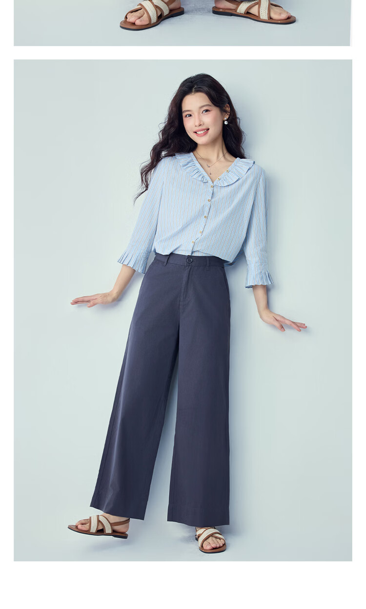 Giordano Women's Pants 2026 Summer New Pure Cotton High Waist Straight Casual Wide Leg Trousers 05416318 6