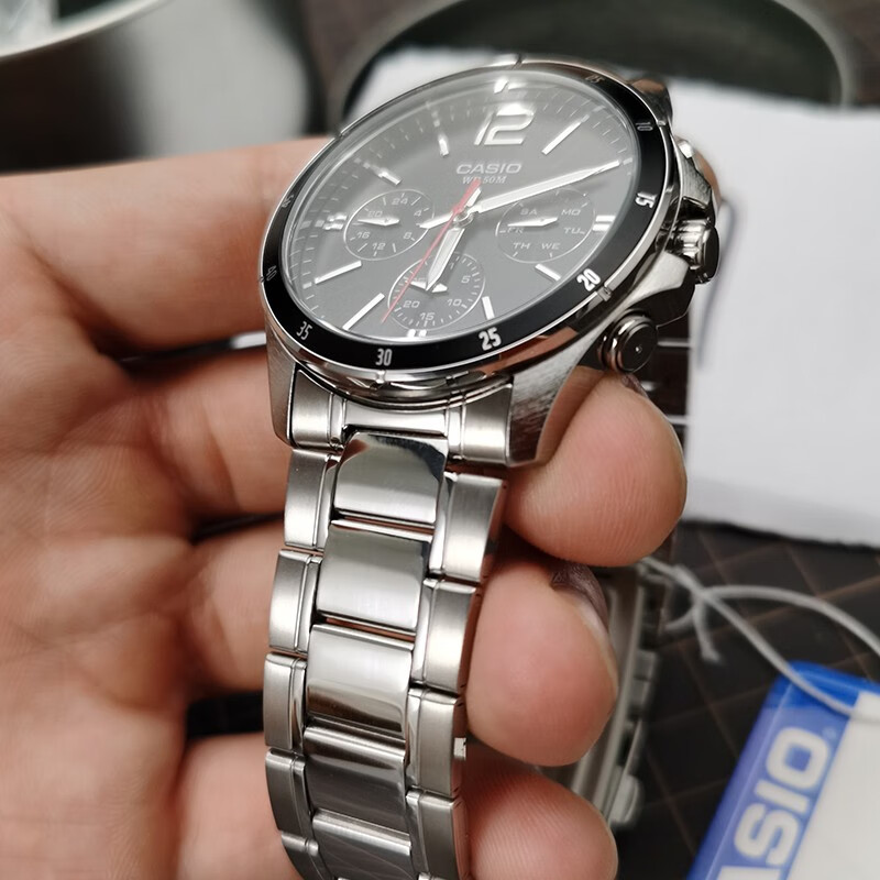 【二手95新】卡西欧(casio)男士手表 商务防水计时腕表 mtp-1374d-2a