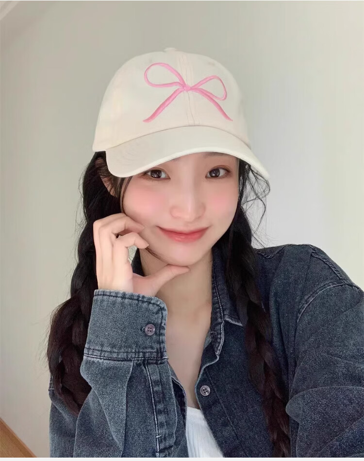 Peak Women's Baseball Cap Outdoor Sunshade Embroidered Bow Sweet Korean Style Fashion Street Dance Duckbill Hat Large Brim Slim Face 8