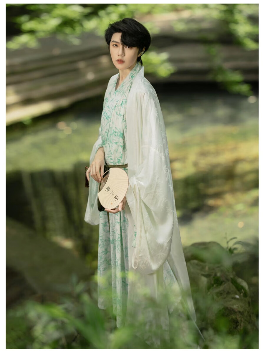 宋制汉服男宋朝服装整套对襟长衫交领宋裤男女透气秋季 灰绿宋裤 s