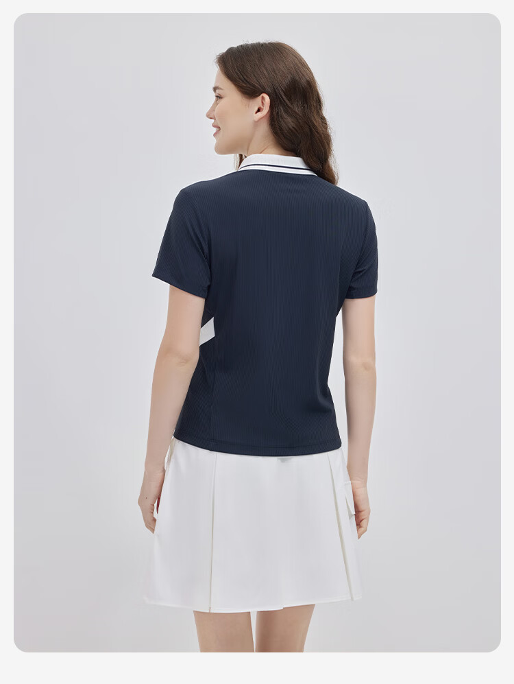 ELLE ACTIVE Colorblock Sports Polo Shirt Women Summer Slim Fit Versatile T-Shirt Short Sleeve Casual Commuting Black XL 13