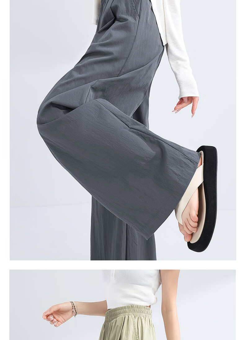 MINISO Women's Wide-Leg Pants Summer Thin 2026 New Popular Draped Casual Long Straight Pants Petite Yamamoto Style 11