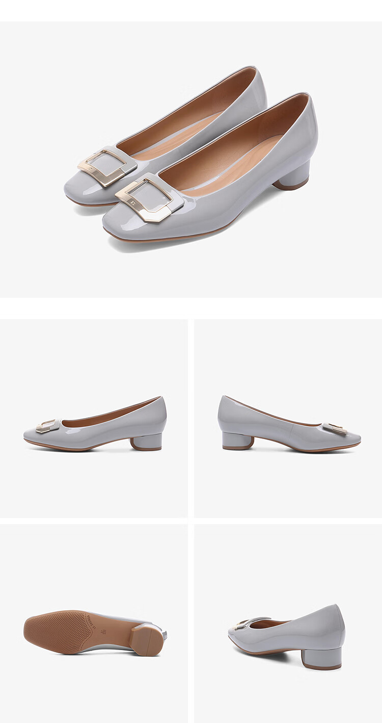 Le Saunda 26 New Simple Versatile Commuter Square Toe Low Heel Slip-On Flats Women 7M26703 Moonlight Gray GYP 36 14