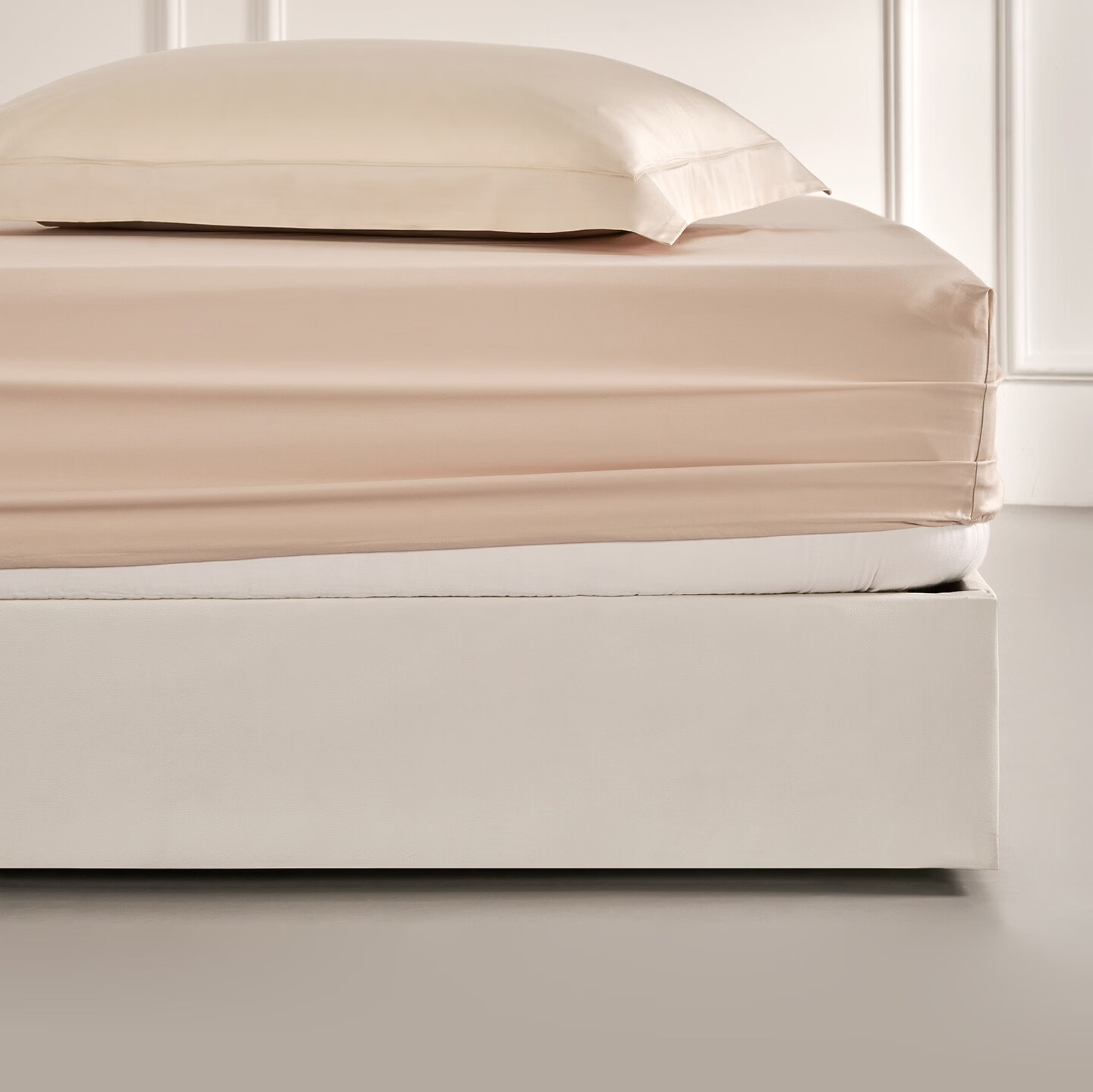 JIEBO 100-Thread Long-Staple Cotton Sateen Fitted Sheet Pure Cotton Mattress Protector 1.5m x 2m 6