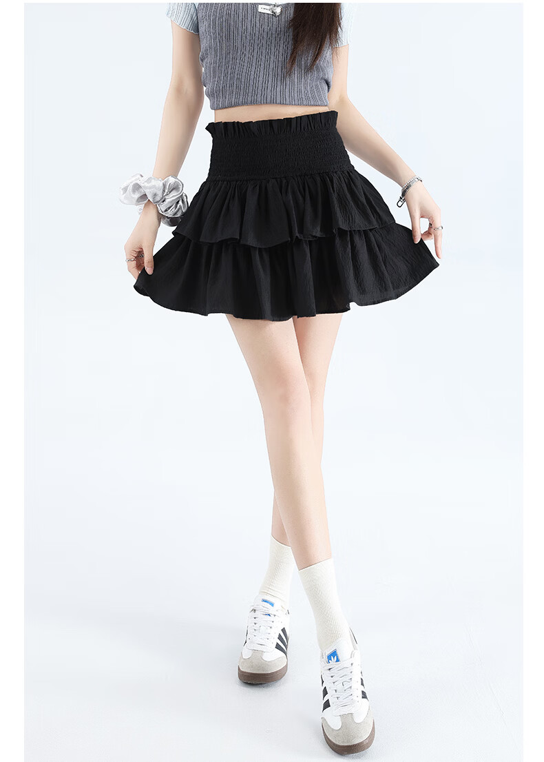 Langsha Ballet Short Skirt Women's Summer New Elastic Waist A-Line Pleated Lace Ruffled Puff Skirt Fashion Sweet Style 16