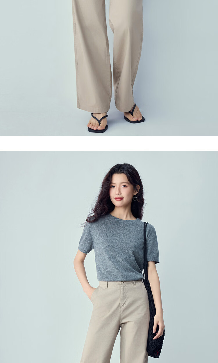 Giordano Women's Pants 2026 New Elastic Cotton Solid Color High Waist Straight Casual Trousers 05416303 15