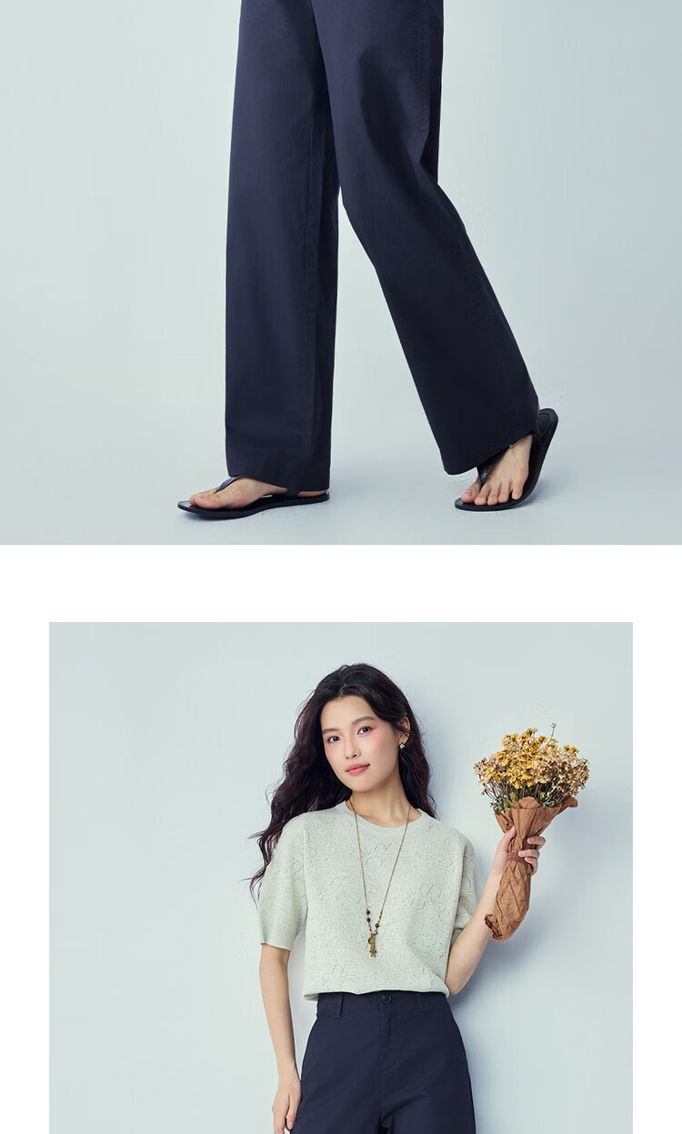 Giordano Women's Pants 2026 New Elastic Cotton Solid Color High Waist Straight Casual Trousers 05416303 11
