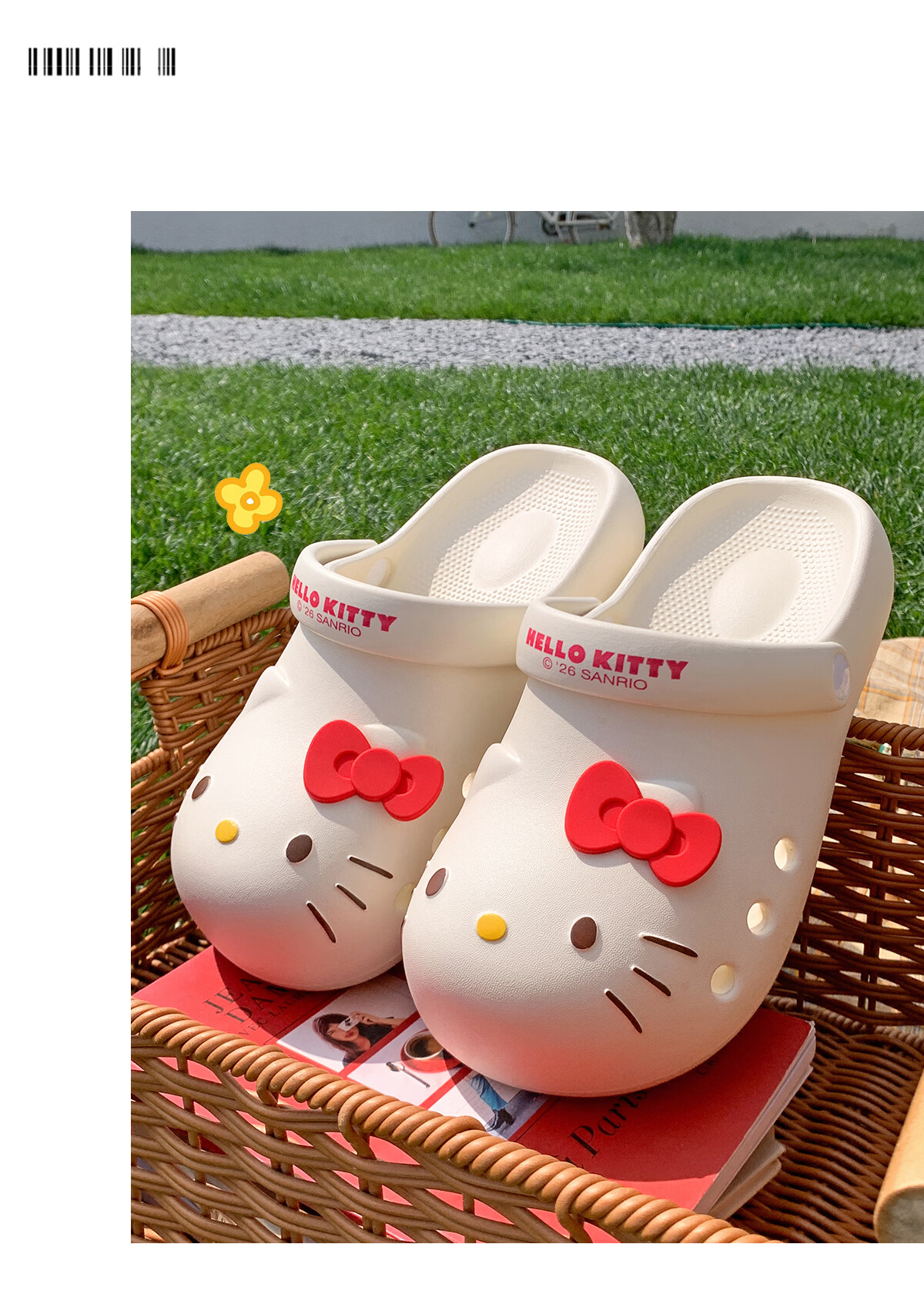 Runrou Women's Summer 2026 New Hello Kitty Thick Sole Height Increasing Outdoor Beach Shoes Non-slip Closed Toe Sandals 14
