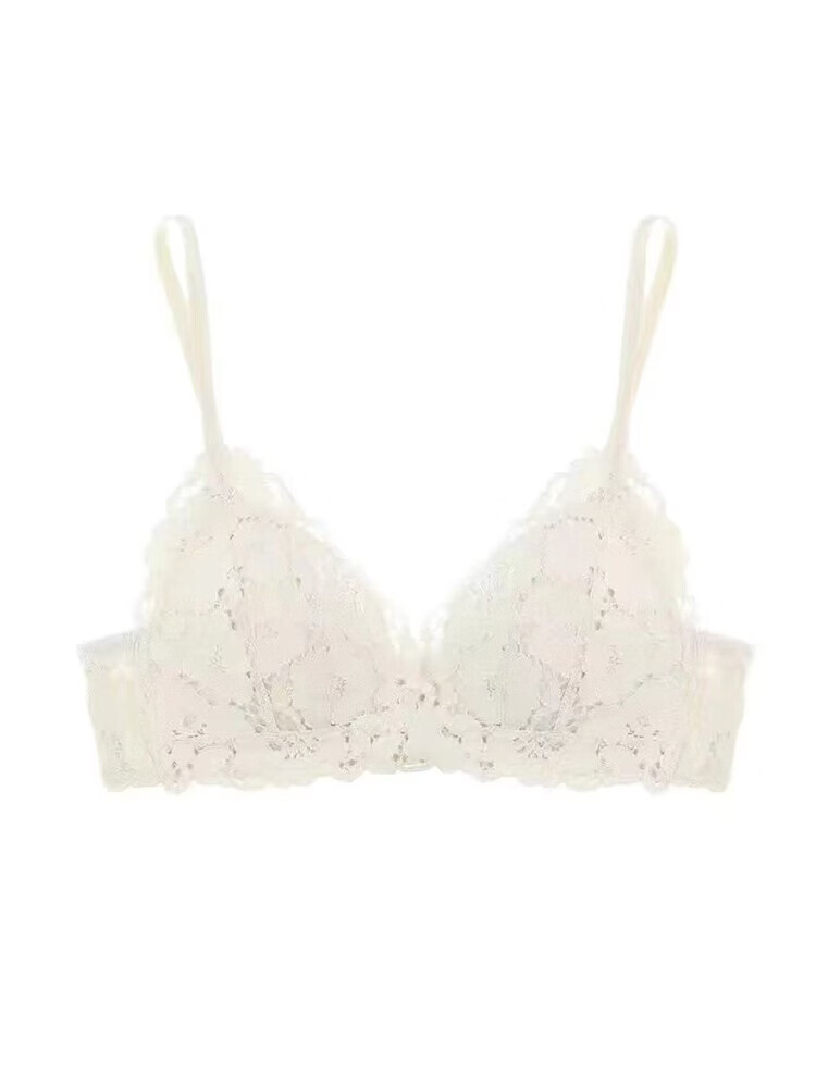 9i9 Bra Set Starry Triangle Cup Lift Sexy Lace Push-Up Wireless Lingerie S196 White 75A 5