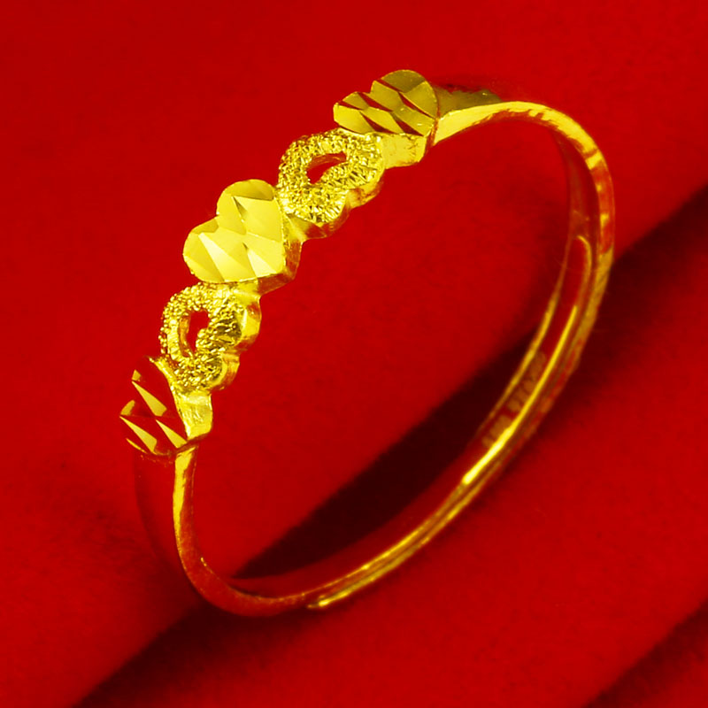 老·凤·祥款黄金999戒指女款金爱心形戒子女士结婚首饰送老婆情人