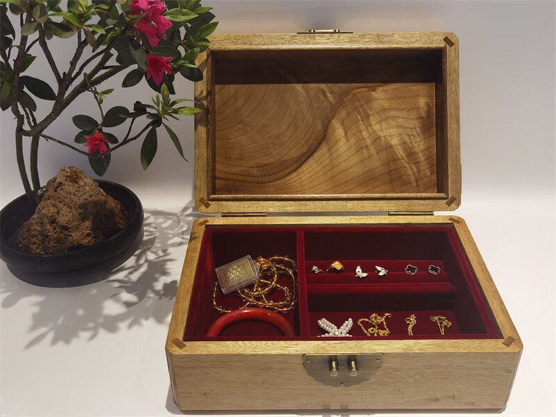 金丝楠木首饰盒 正宗小叶桢楠盒子珠宝首饰盒收纳盒传统艺定制现代