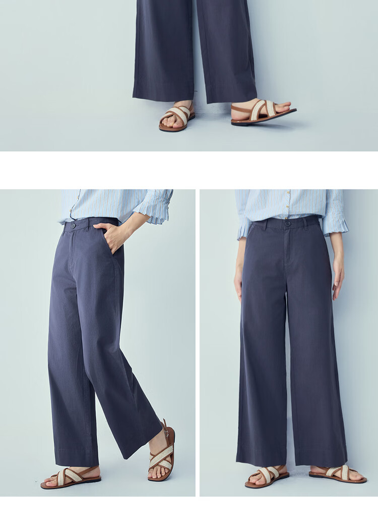 Giordano Women's Pants 2026 Summer New Pure Cotton High Waist Straight Casual Wide Leg Trousers 05416318 16