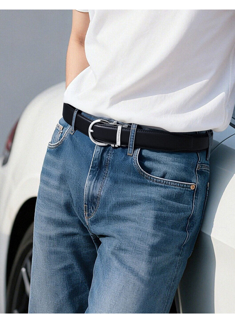 Calermkeens Men's Leather Belt New No-Hole Automatic Buckle Genuine Cowhide Waistband Practical Father's Day Gift for Dad 16