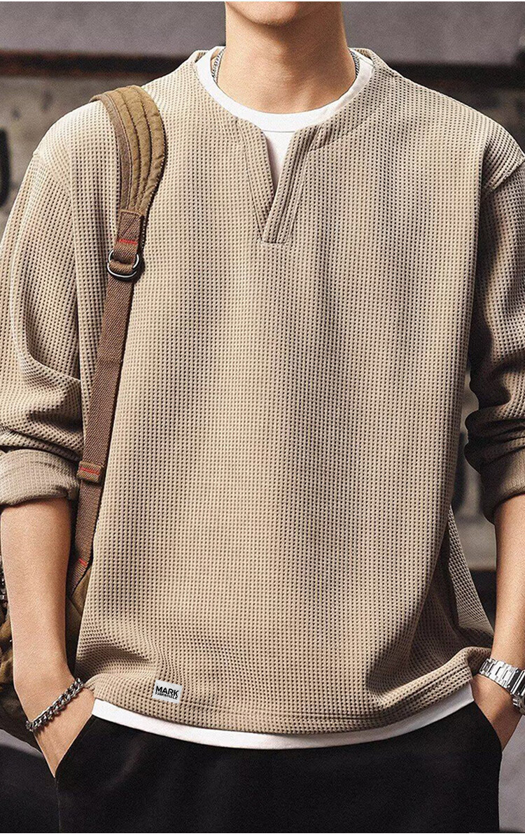 Mark Fairwhale American Vintage Double-Layer Collar Sweatshirt Men's Spring Autumn New Color-Block Casual Trendy Long Sleeve Faux Two-Piece T-Shirt 9