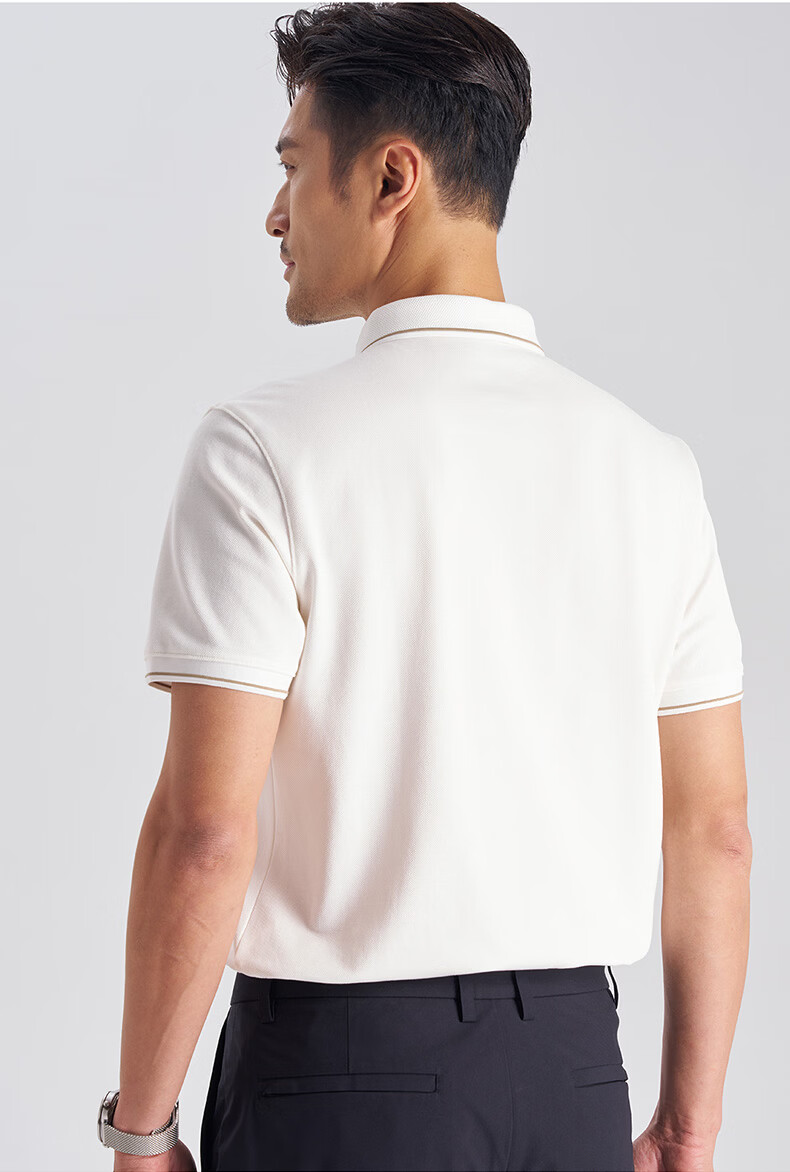 Shirt Lao Luo [Offline Soft Touch Same Style] Men's Cool Feeling 5A Antibacterial Sun Protection Long-Staple Cotton Collar Contrast Color Short Sleeve Polo Shirt 11