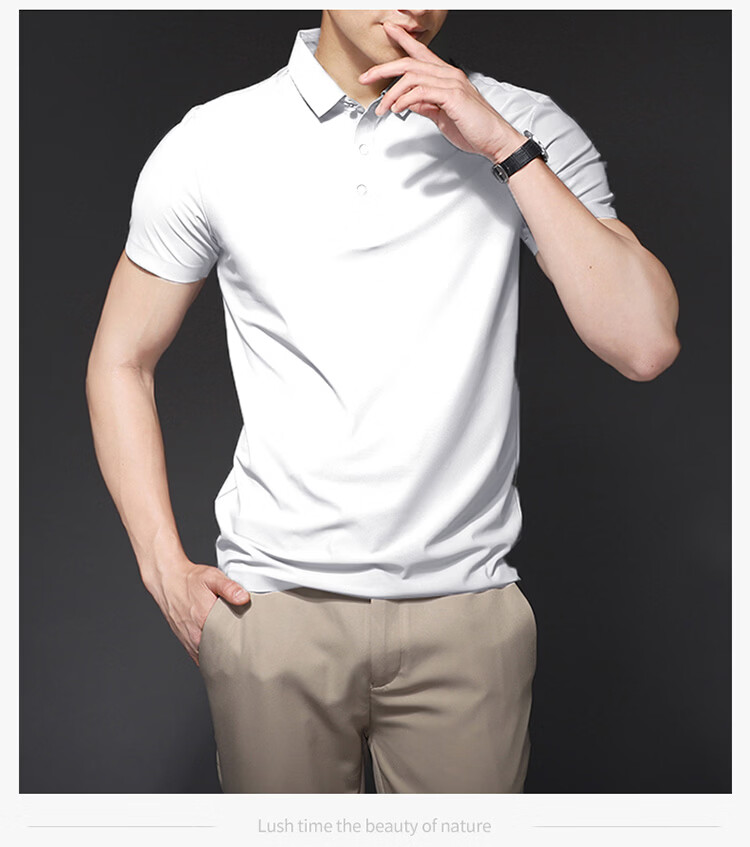 ROMON Short Sleeve Polo Shirt Men's Summer Business Casual Cool Breathable Ice Silk Top Medium Gray XL 22