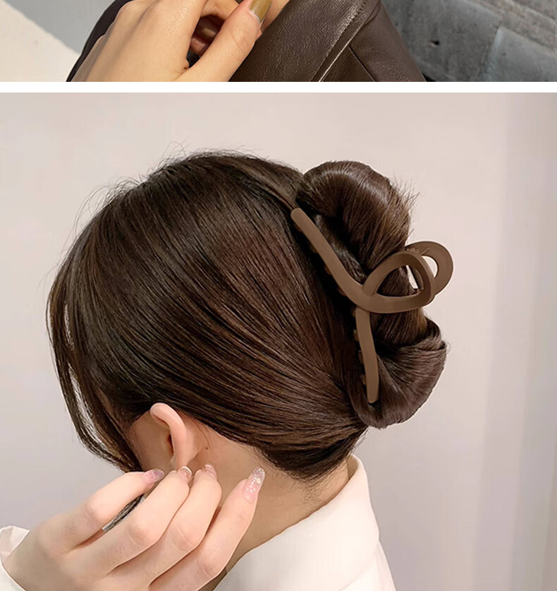 Baishang Yite Large Simple Coffee Color Hair Claw Clip Shark Clip Hairpin Hair Accessory for Women 5