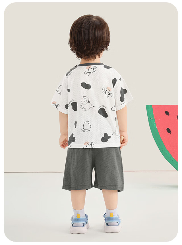 Kaka Panda Boys Simple Set Children's Short Sleeve Shorts Summer Outfit Girls Baby New Top Infant Two-Piece Set 20
