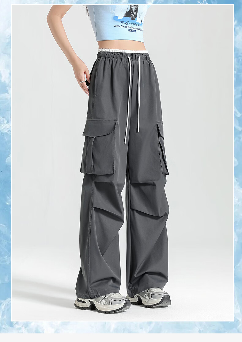 Borui Sunscreen Ice Silk Quick-Dry Work Pants Women 2026 New Summer Lightweight Breathable Casual Paratrooper Pants 2