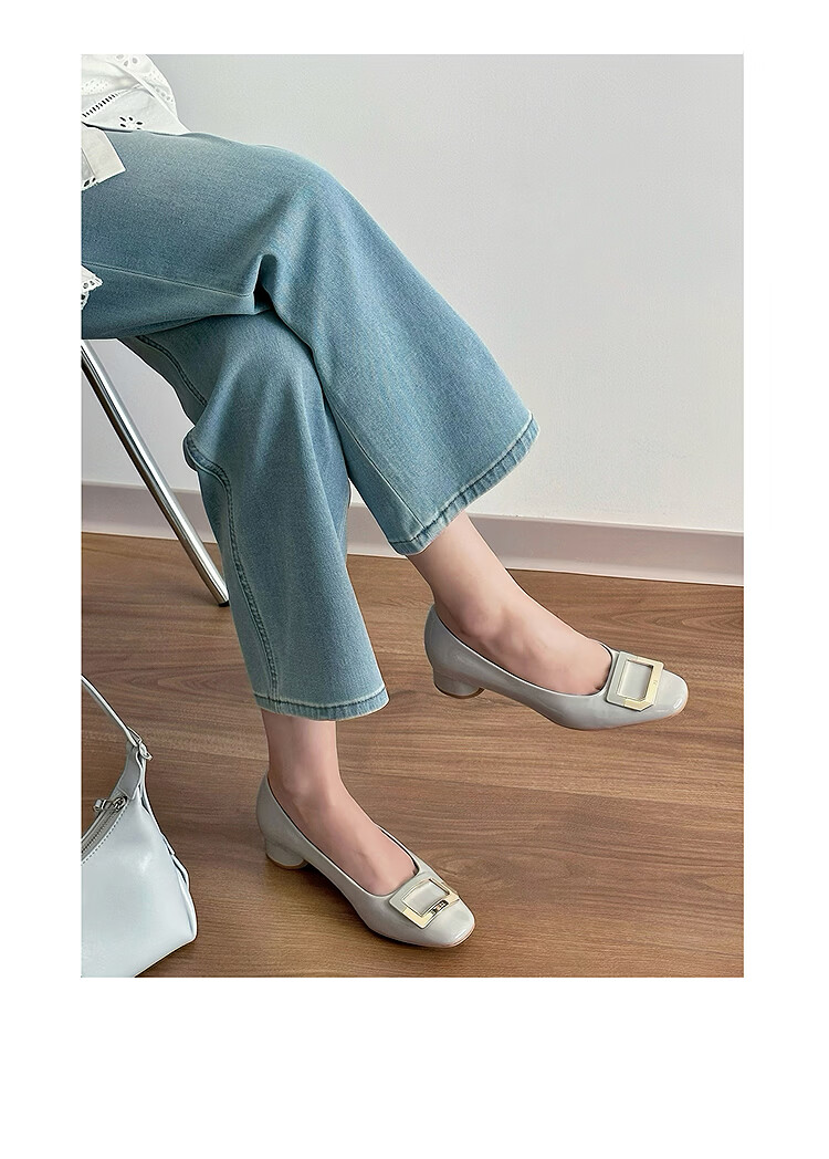 Le Saunda 26 New Simple Versatile Commuter Square Toe Low Heel Slip-On Flats Women 7M26703 Moonlight Gray GYP 36 9