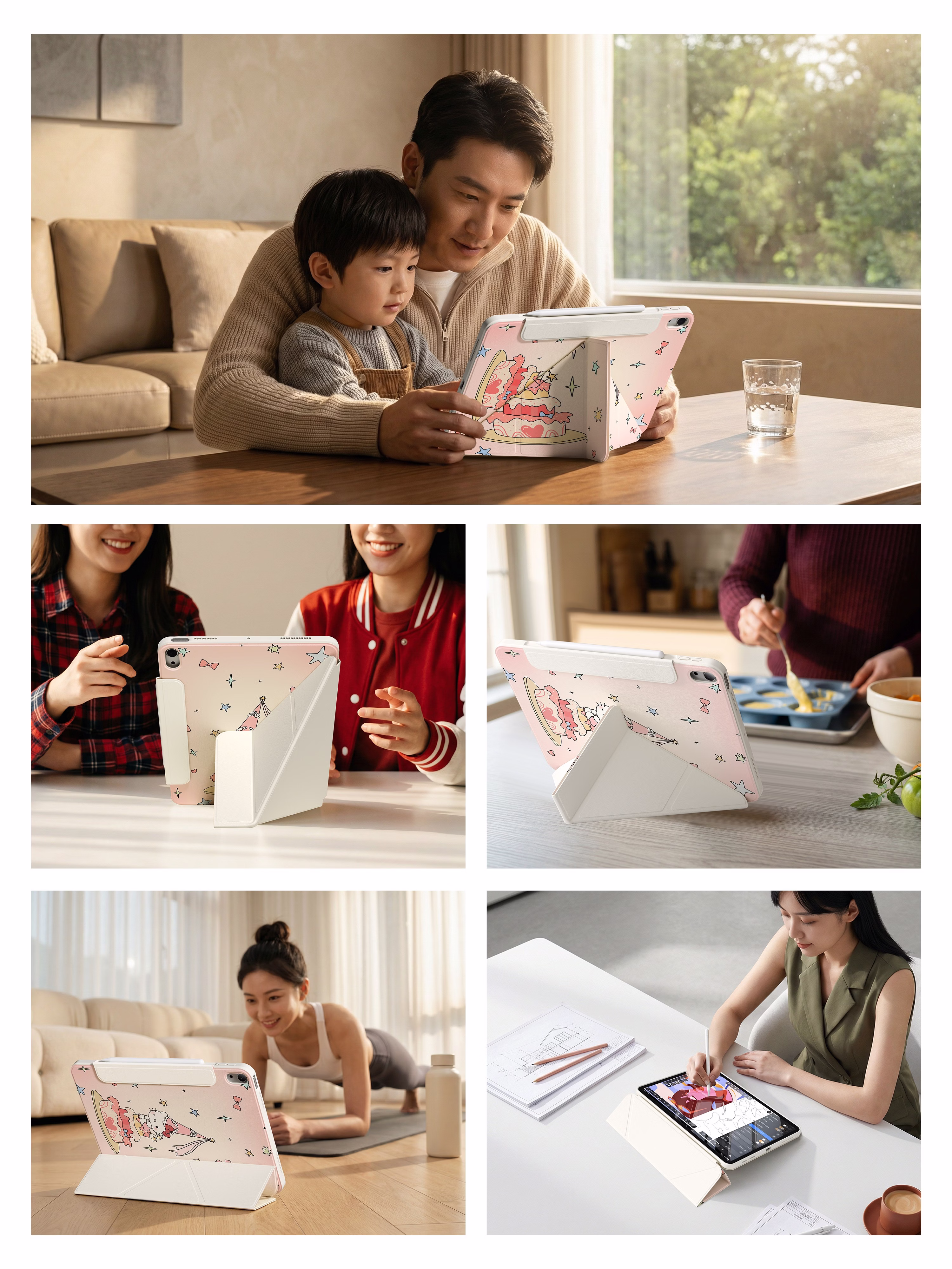 Zoyu Magnetic Detachable Cartoon Case for Apple iPad Mini 7/6 8.3-inch - Colorful Dotted Little Sponge 3