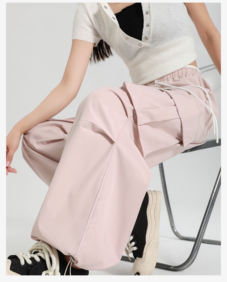 Borui Sunscreen Ice Silk Quick-Dry Work Pants Women 2026 New Summer Lightweight Breathable Casual Paratrooper Pants 19