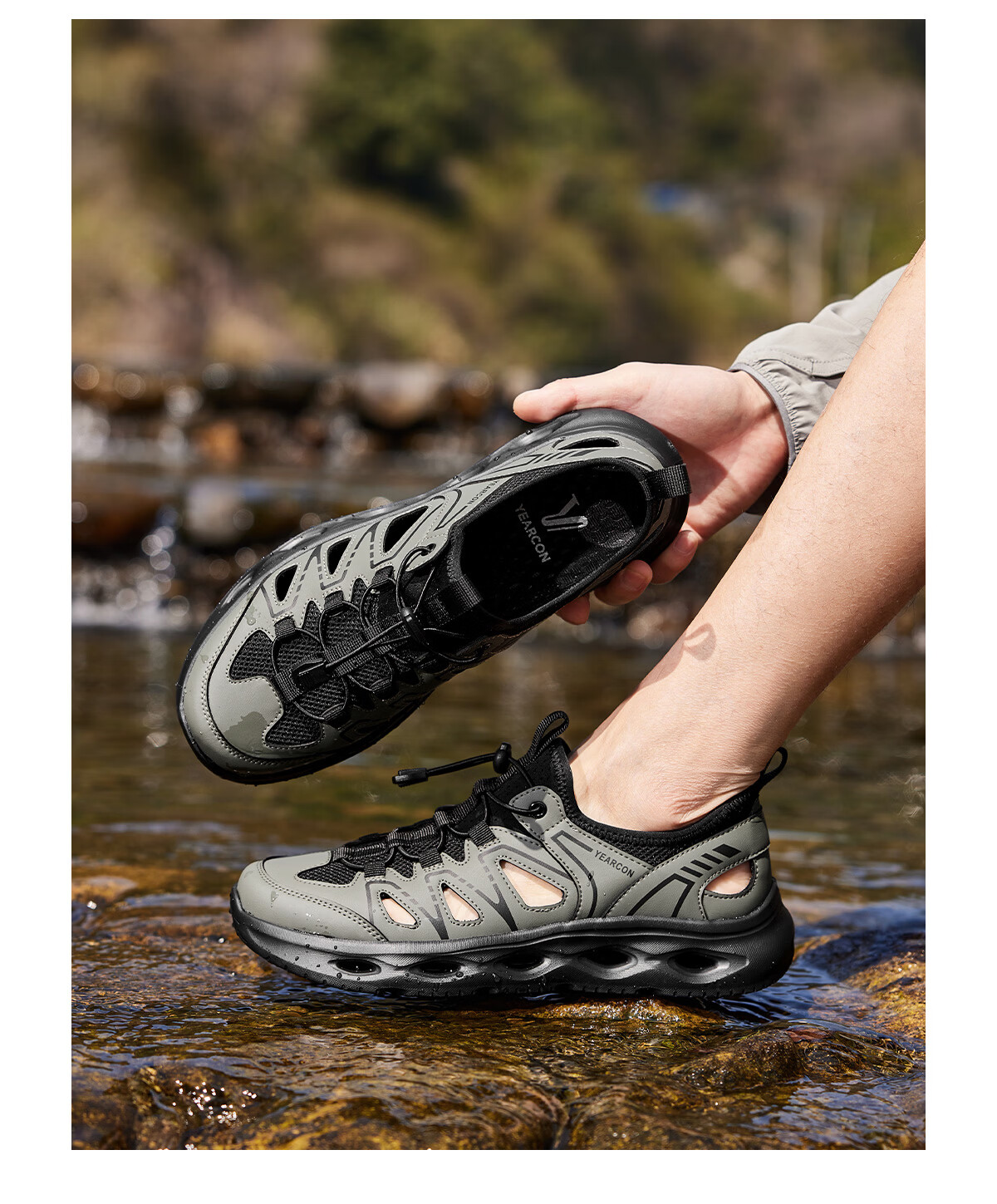 Eierkang Men's Lightweight Breathable Closed-Toe Creek Shoes Outdoor Hiking Water Sandals Black 42 61796W 13