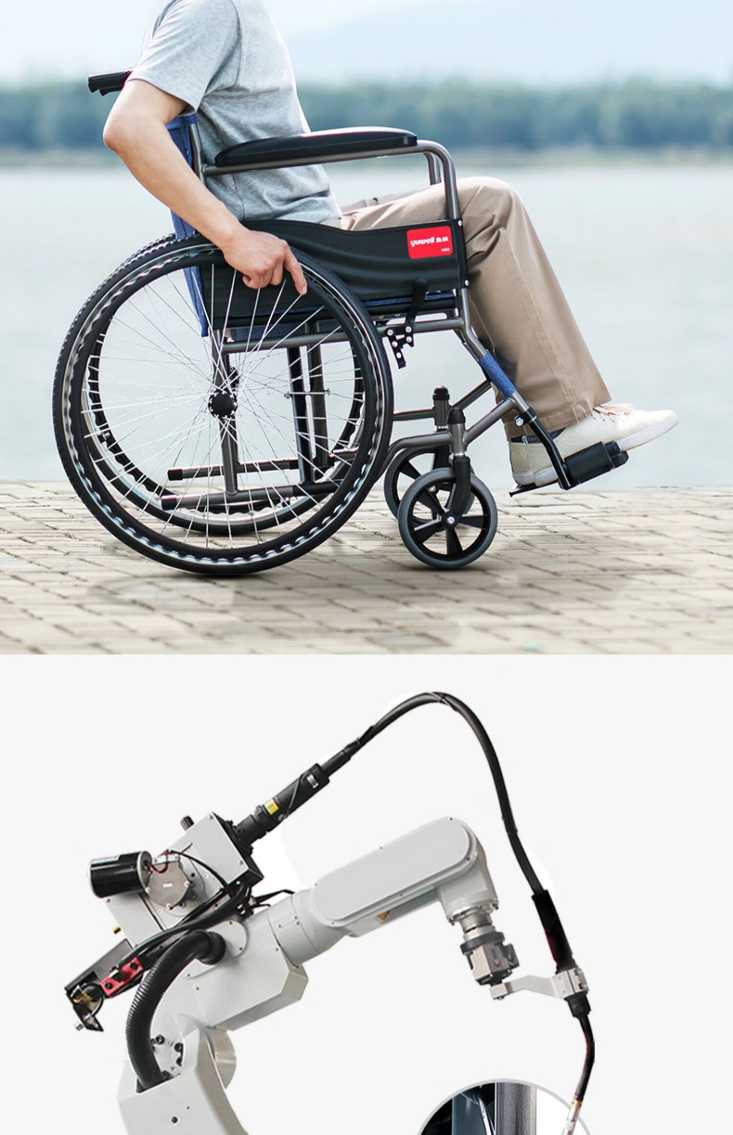 鱼跃轮椅h051老人轻便小便携轮椅折叠手动老年代步手推车 h051