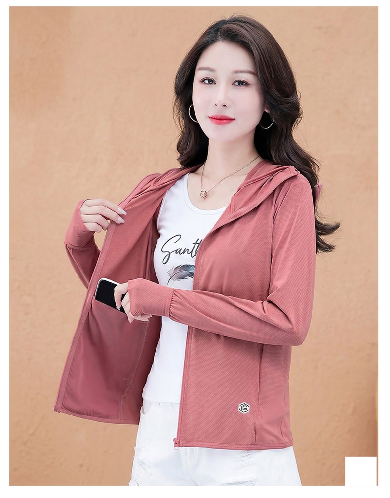 AEMAPE Mother's Day Women's Ice Silk Sun Protection Jacket Summer UV Protection UPF50+ Outdoor Lightweight Breathable Loose Fit Sunblock Shirt 13