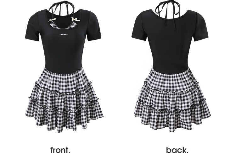 Agliondy Plus Size Women's One-Piece Swimsuit Waist-Slimming Figure-Flattering Classic Black and White Check L 27