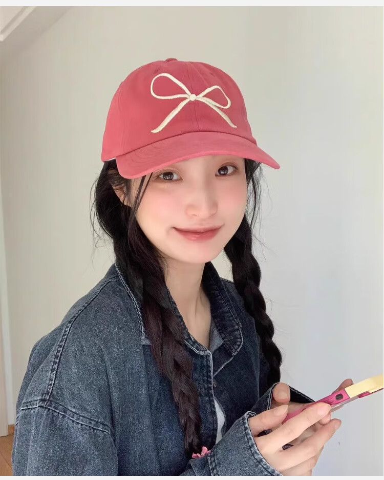 Peak Women's Baseball Cap Outdoor Sunshade Embroidered Bow Sweet Korean Style Fashion Street Dance Duckbill Hat Large Brim Slim Face 13