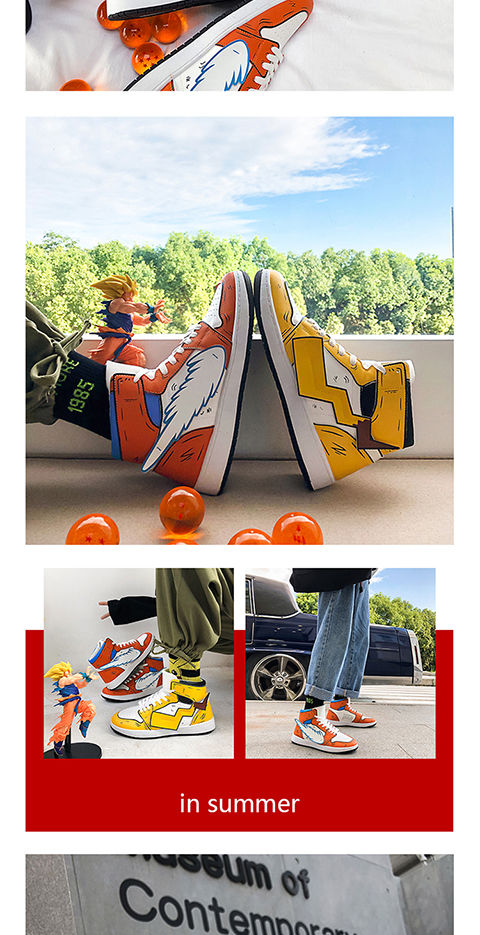 皮卡丘联名款aj男韩版潮流动漫高帮鞋帆布鞋男潮zw 黄色皮卡丘 41