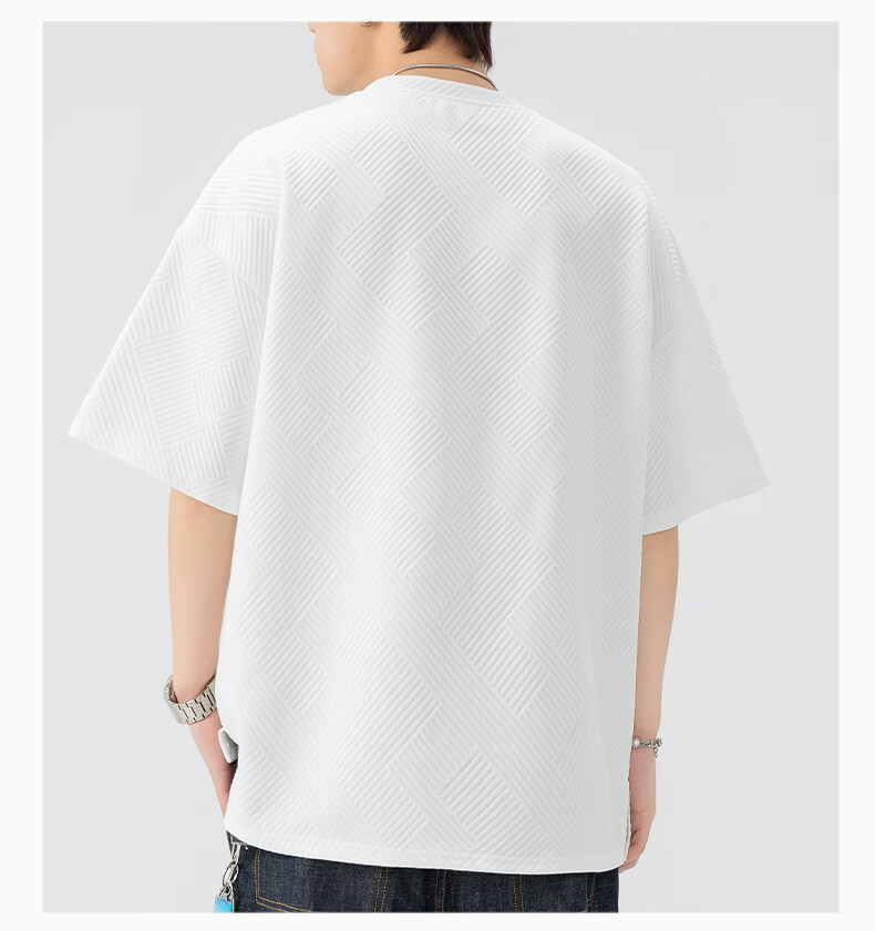 Fingercroxx IT Men's Summer Casual Basic Cotton T-Shirt, Trendy Loose Fit Short Sleeve Crew Neck Top, White, M 23
