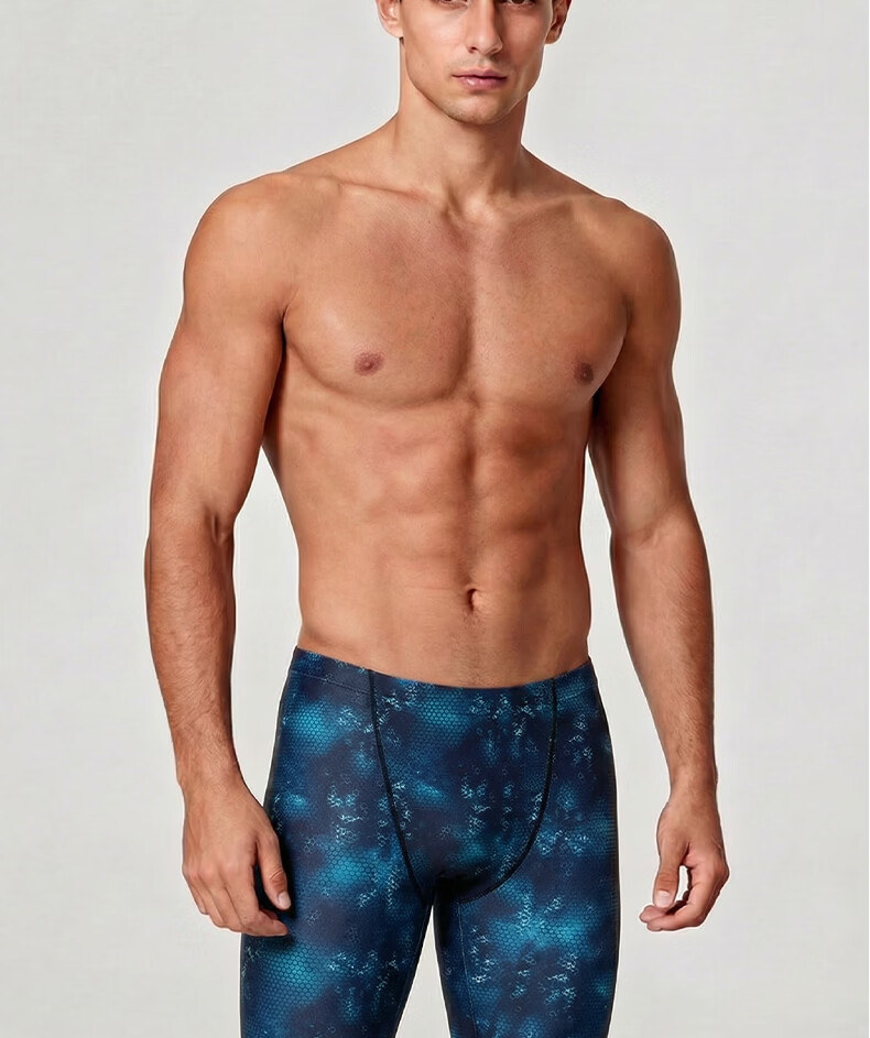 MIZUNO Men's Swimming Trunks and Goggles Set Professional Quick-Dry Chlorine-Resistant Five-Point Large Size Long Pants BC112 Blue L 21