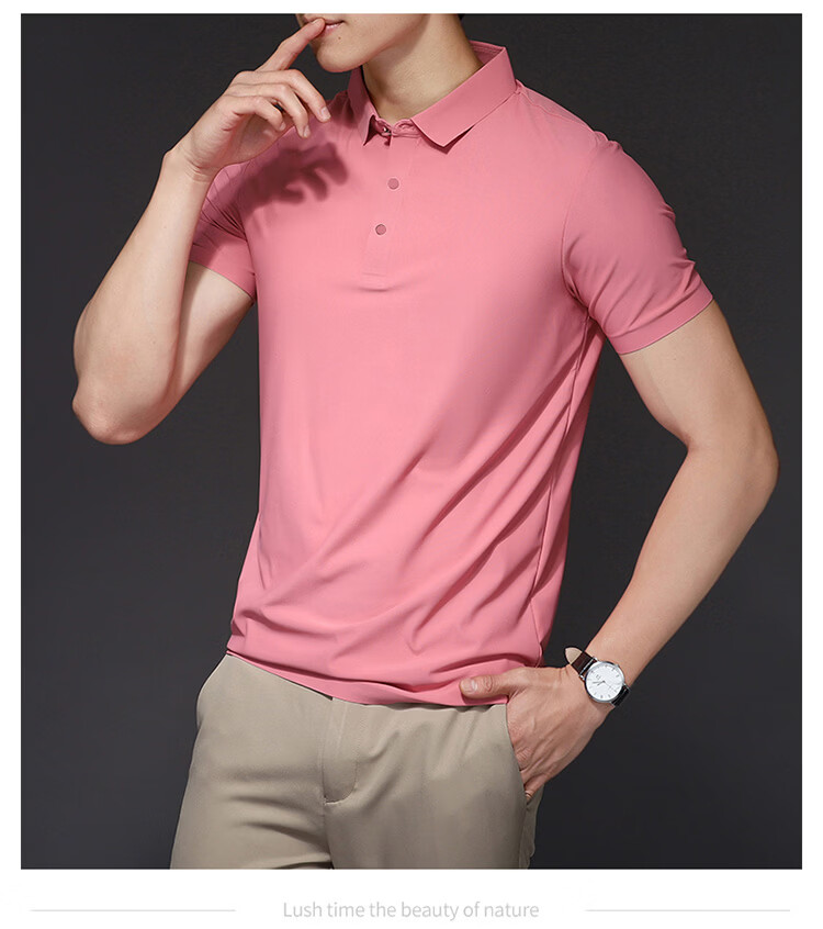 ROMON Short Sleeve Polo Shirt Men's Summer Business Casual Cool Breathable Ice Silk Top Medium Gray XL 12