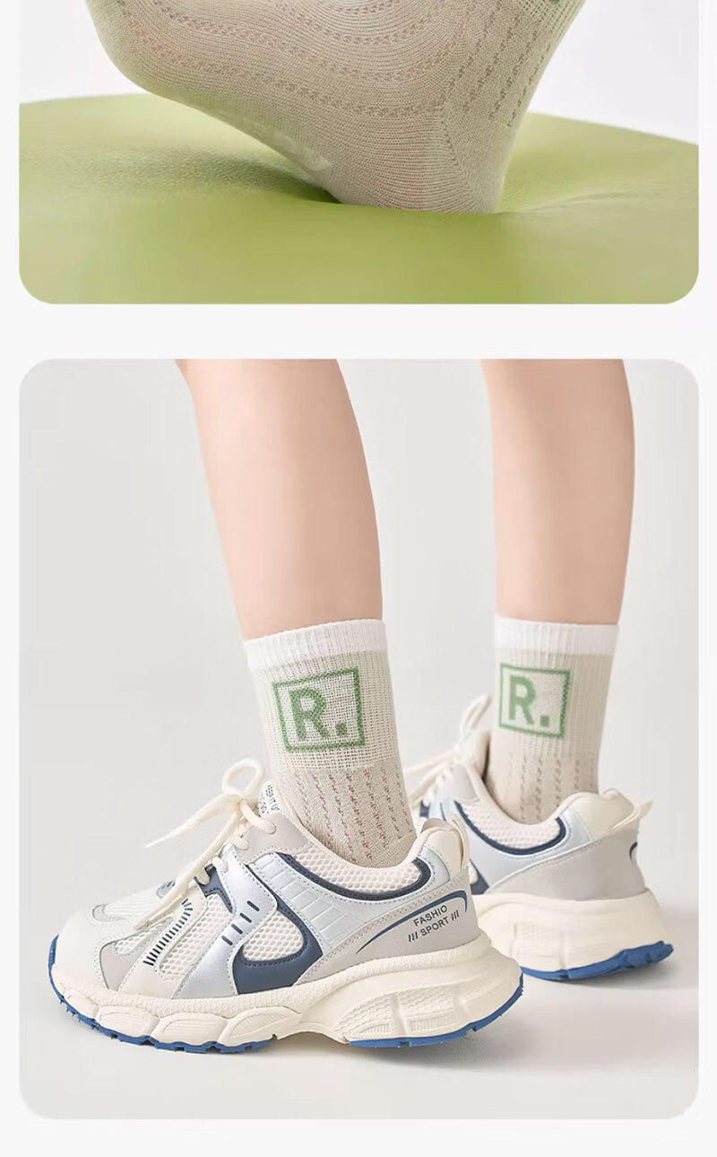Cotton Full Children's Socks Summer Thin Pure Cotton Antibacterial Boys Mesh Mid-Calf Socks 6 Pairs 15