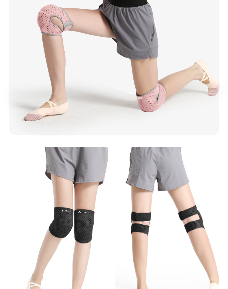 FYOUGA Women's Dance Knee Pads Black M Anti-Fall Protective Knee Sleeves for Dancing and Sports 27