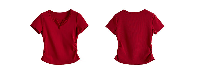 Sllsky Slim Fit Shoulder-Structured Short Sleeve T-Shirt for Women 2026 Summer New Waist-Accentuating Top 25